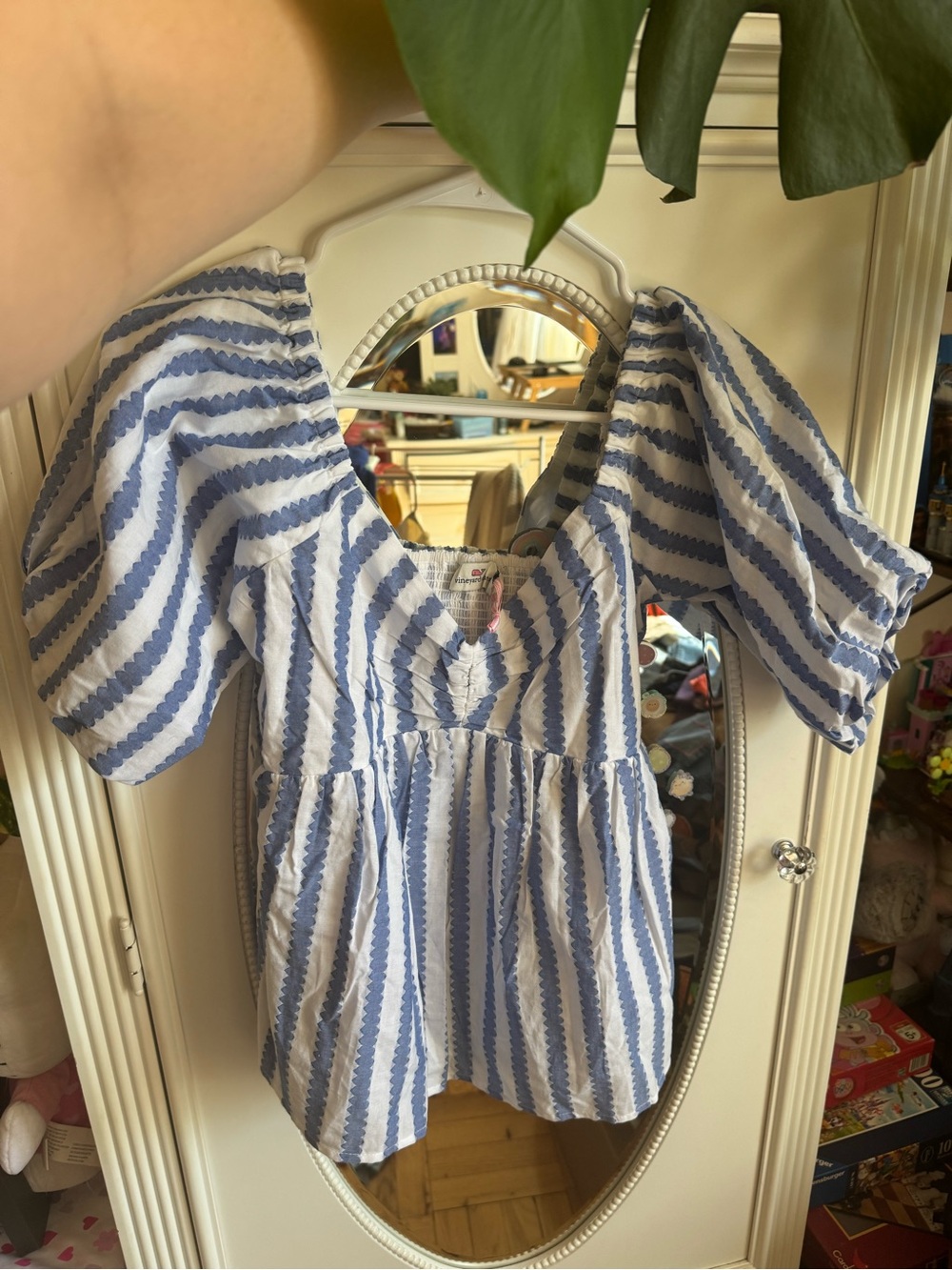 Vineyard Vines Blue and White Striped Peplum Top